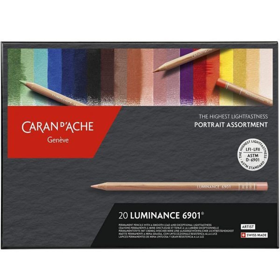 Dessin & Arts Graphiques Creastore Crayons De Couleurs | 20 Crayons Luminance 6901 - Assortiment Portrait - Caran D'Ache