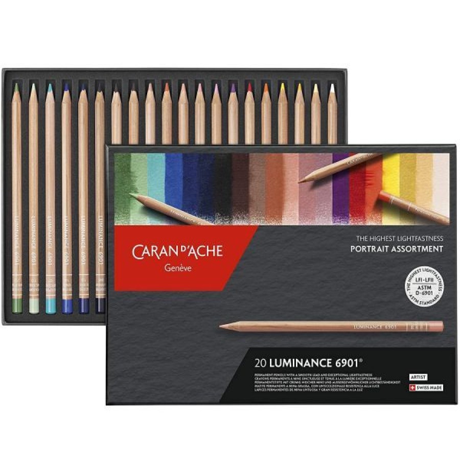 Dessin & Arts Graphiques Creastore Crayons De Couleurs | 20 Crayons Luminance 6901 - Assortiment Portrait - Caran D'Ache