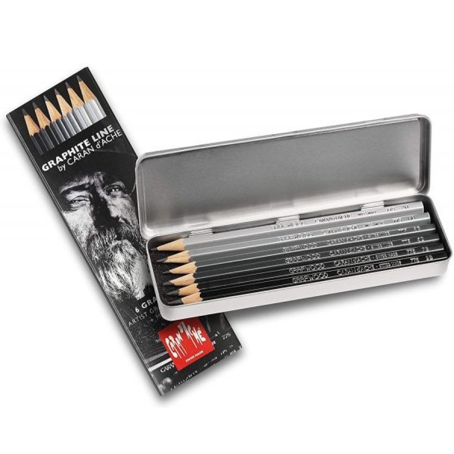 Dessin & Arts Graphiques Creastore Crayons Graphites | Set De 6 Crayons Graphite Grafwood - Caran D'Ache