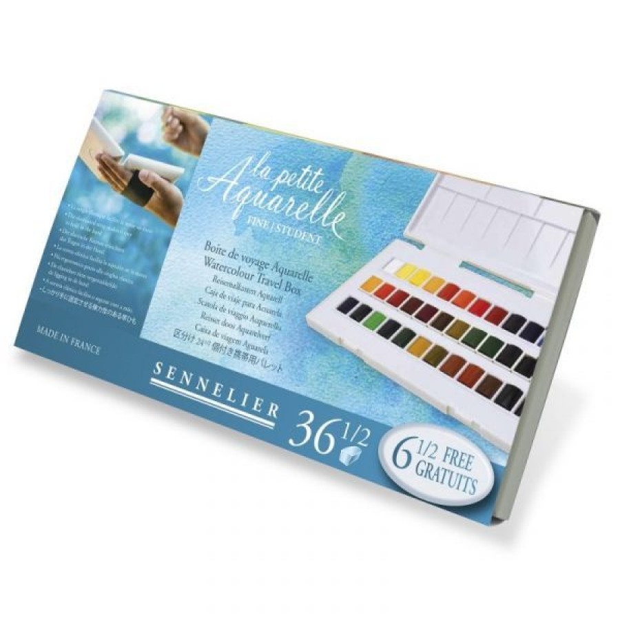 Peintures Creastore Peinture Aquarelle Fine | Boite De Voyage La Petite Aquarelle - 36 Demi-Godets Dont 6 Offerts - Sennelier