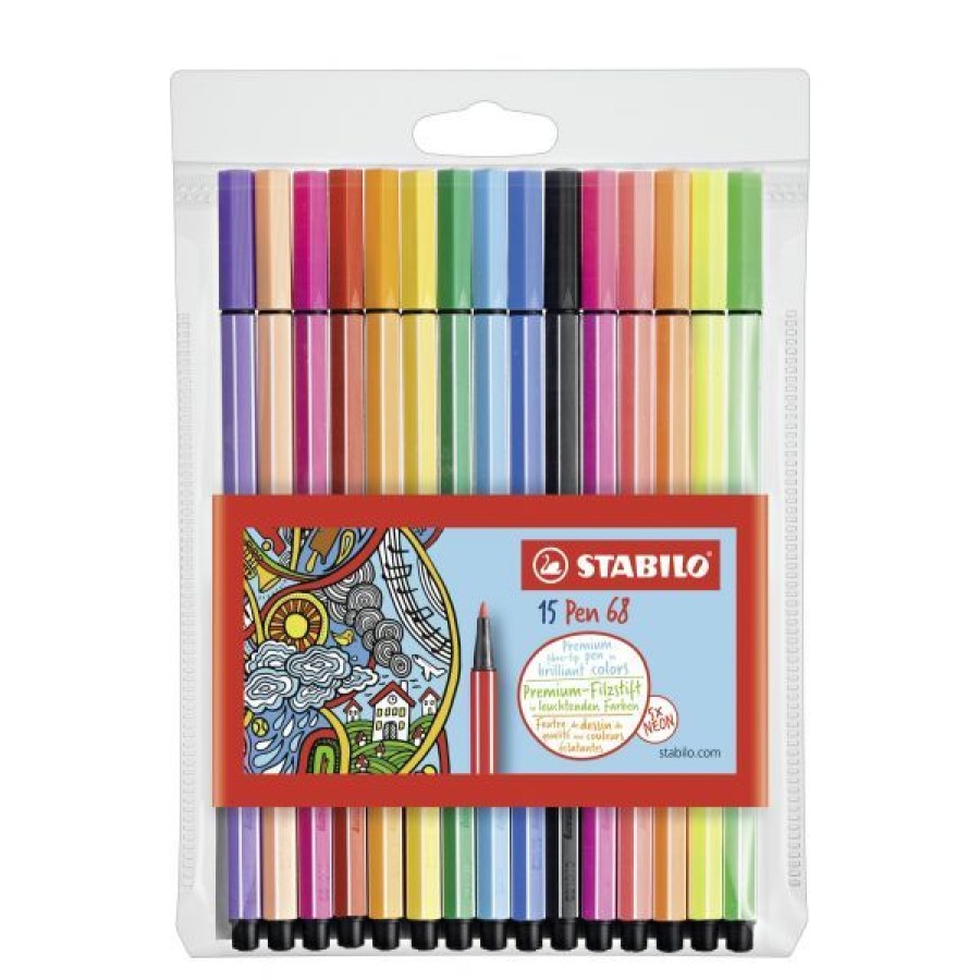 Dessin & Arts Graphiques Creastore Feutres | Set De 15 Feutres Pen 68 - Stabilo