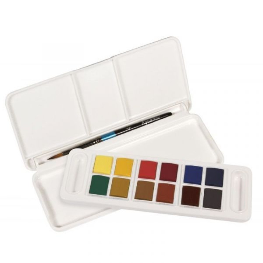 Peintures Creastore Peinture Aquarelle Fine | Set De Voyage Aquarelle Aquafine + Pinceau - Daler-Rowney