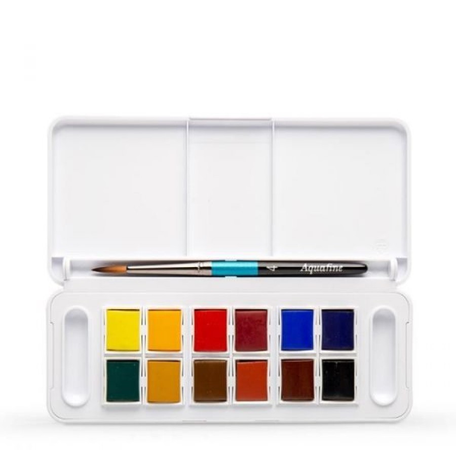 Peintures Creastore Peinture Aquarelle Fine | Set De Voyage Aquarelle Aquafine + Pinceau - Daler-Rowney