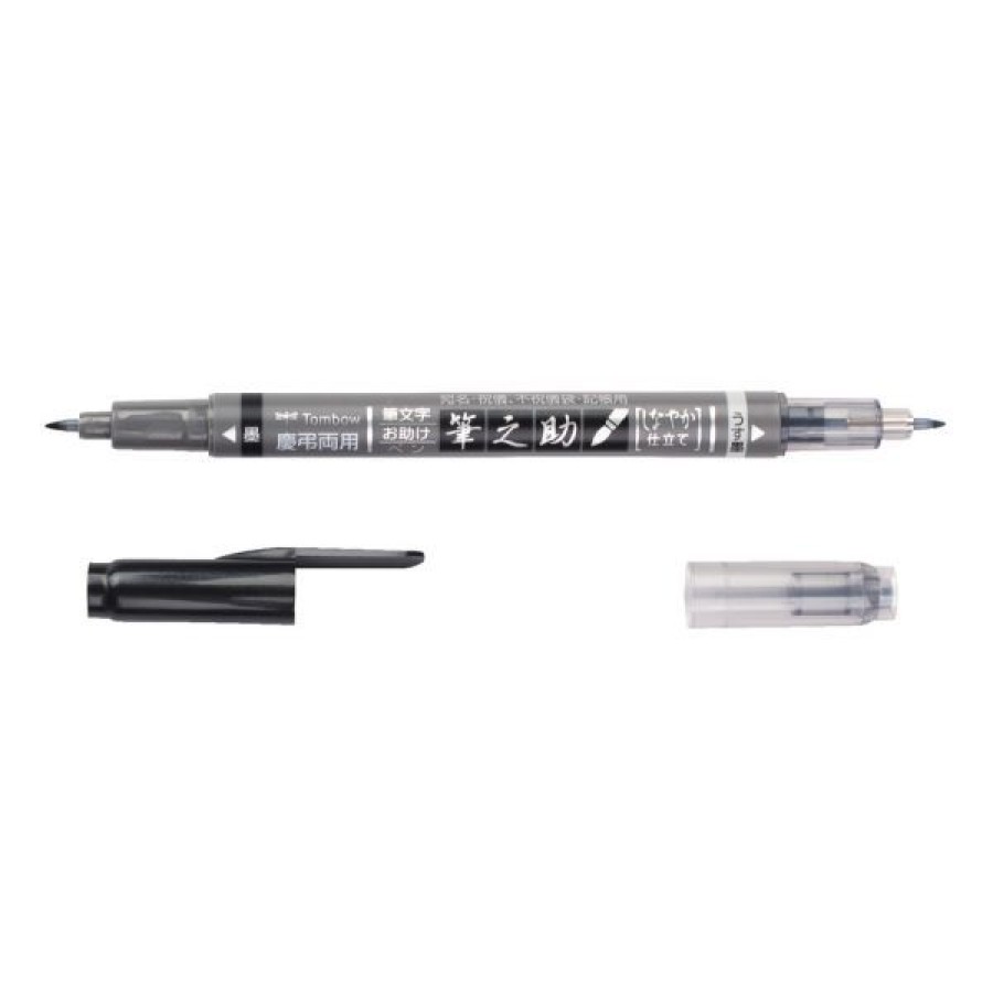 Dessin & Arts Graphiques Creastore Feutres | Feutre Fudenosuke A Double Pointe En Noir Et Gris - Tombow