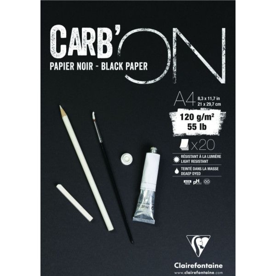 Papiers Creastore Blocs A Croquis | Bloc Papier Noir Carb'On - 120Gr - Clairefontaine