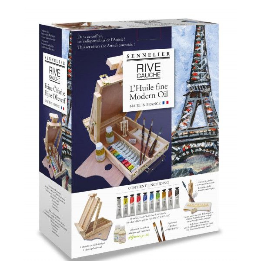 Peintures Creastore Peinture A L'Huile Fine | Coffret Bois Chevalet "Rive Gauche" - Sennelier