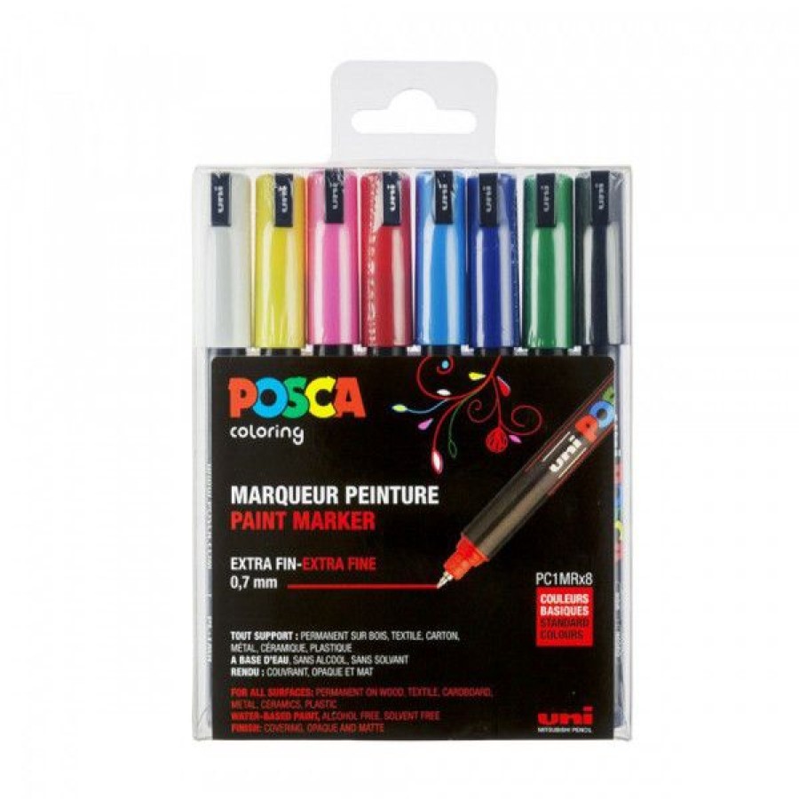 Dessin & Arts Graphiques Creastore Posca | Set De 8 Posca - Pointe Calibree Extra-Fine - Pc1Mr