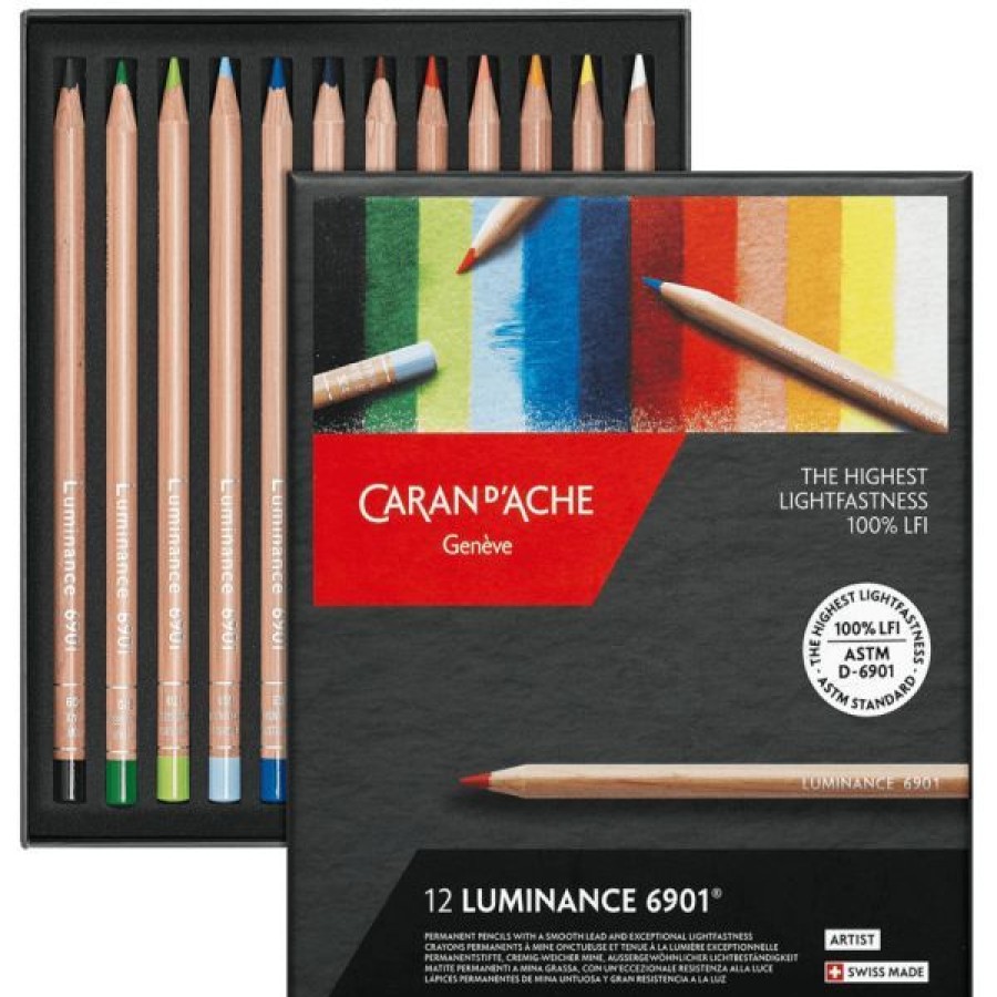 Dessin & Arts Graphiques Creastore Crayons De Couleurs | Boite De 12 Crayons Luminance 6901 - Caran D'Ache