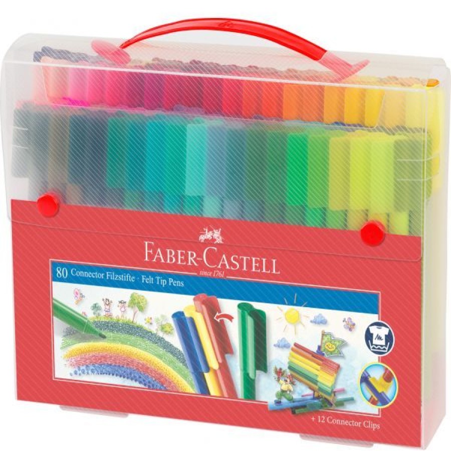 Dessin & Arts Graphiques Creastore Feutres | Feutres Connector Mallette 80 Pieces - Faber-Castell