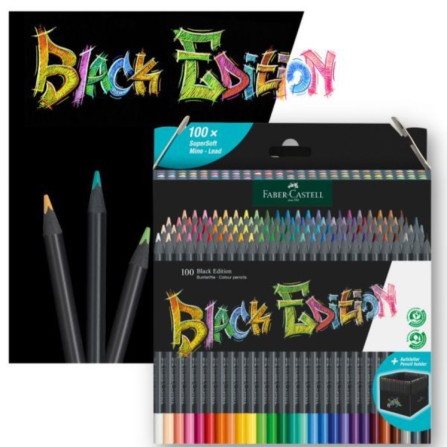 Dessin & Arts Graphiques Creastore Crayons De Couleurs | Boite De 100 Crayons De Couleurs Black Edition - Faber-Castell