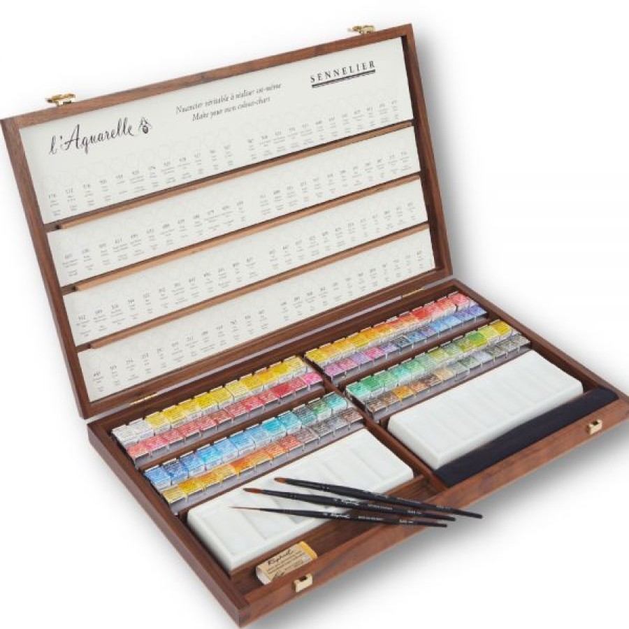 Peintures Creastore Coffrets Peinture Aquarelle | Coffret Aquarelle Extra-Fine Sennelier - 96 Demi-Godets + Accessoires