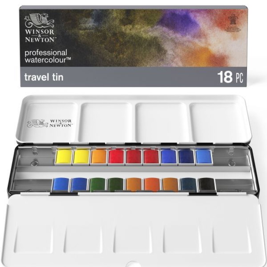 Peintures Creastore Peinture Aquarelle Extra&Fine | Boite D'Aquarelle Extra-Fine - 18 Demi-Godets + 6 Vides - Winsor Et Newton