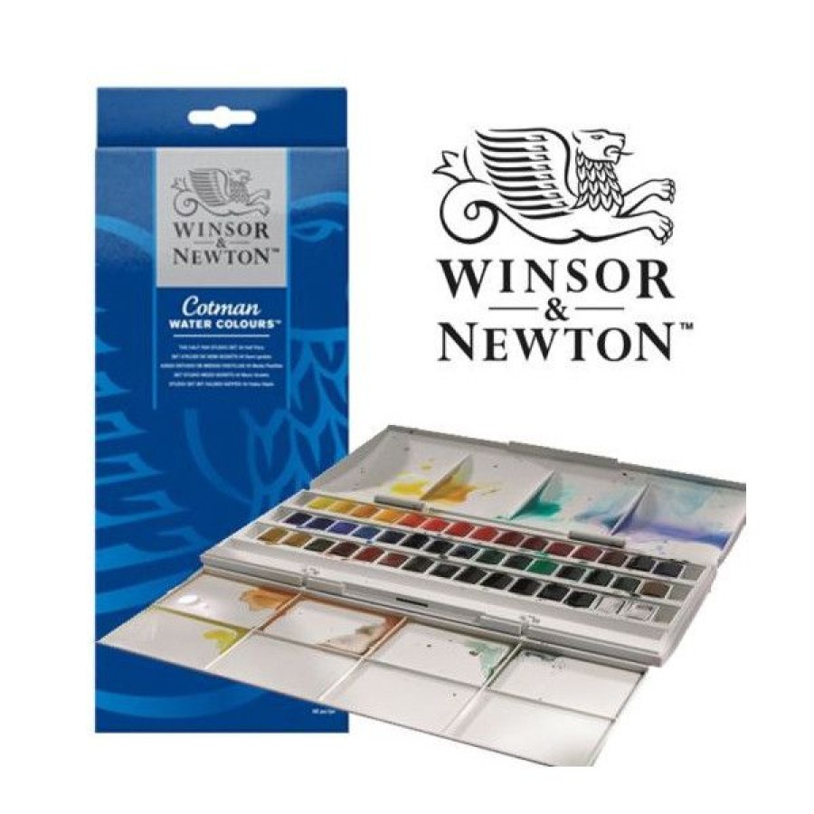 Peintures Creastore Peinture Aquarelle Fine | Boite Aquarelle Cotman De 45 Demi-Godets - Winsor & Newton