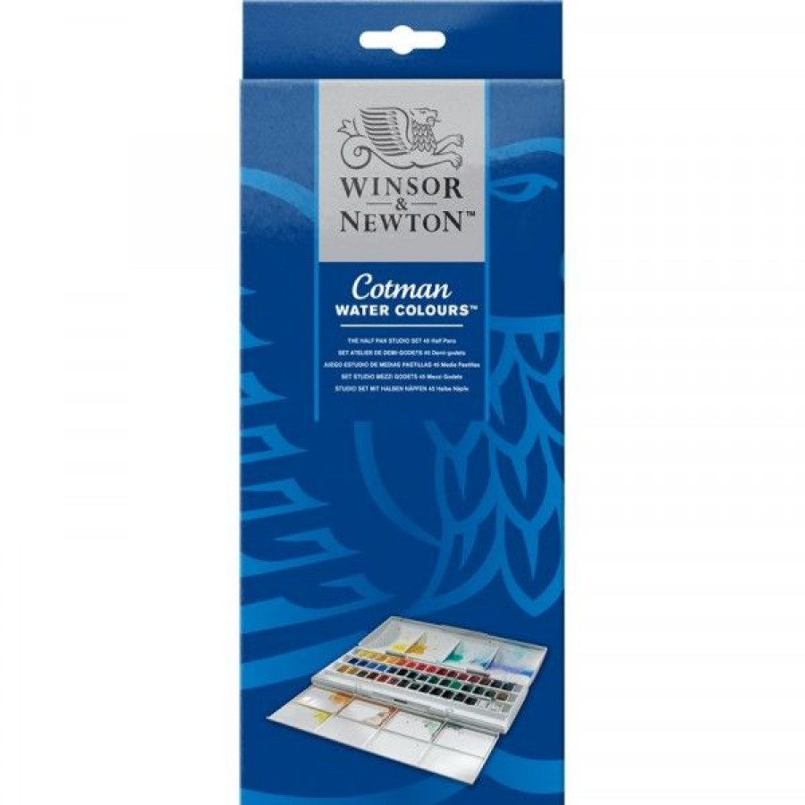 Peintures Creastore Peinture Aquarelle Fine | Boite Aquarelle Cotman De 45 Demi-Godets - Winsor & Newton