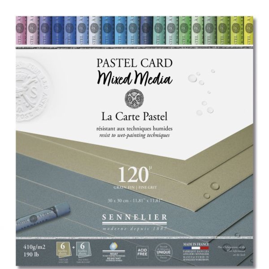 Papiers Creastore | Pastel Card Mixed Media - Bleu Fonce / Gris Clair- Sennelier