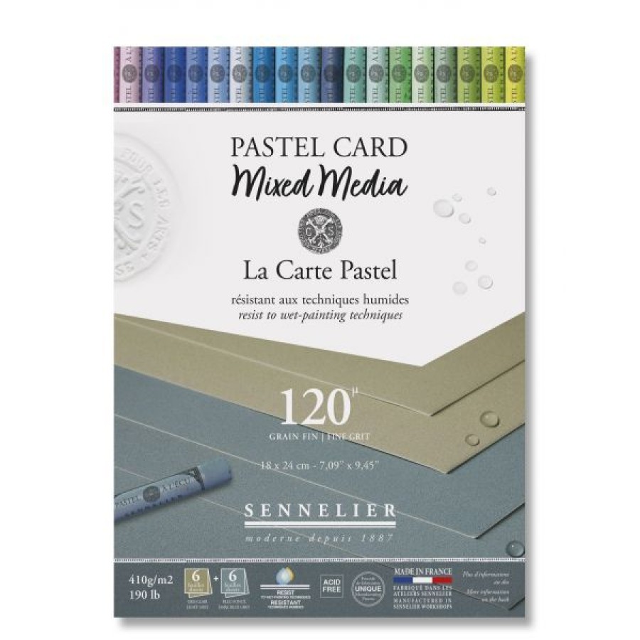 Papiers Creastore | Pastel Card Mixed Media - Bleu Fonce / Gris Clair- Sennelier