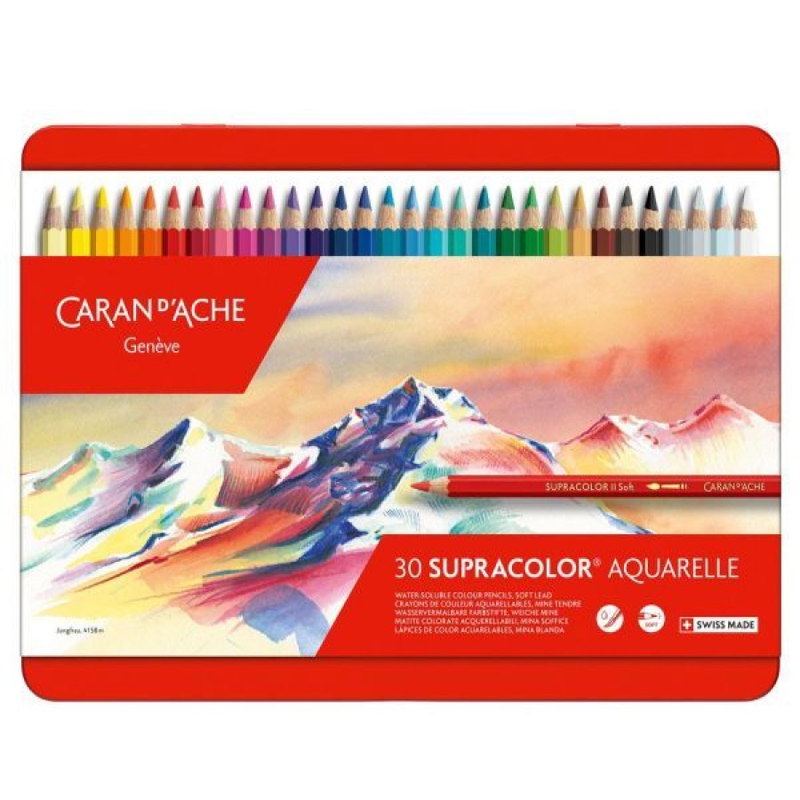 Dessin & Arts Graphiques Creastore Crayons Aquarellables | Boite 30 Crayons De Couleur Aquarellables Supracolor - Caran D'Ache