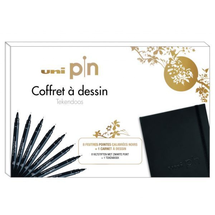 Dessin & Arts Graphiques Creastore Feutres | Coffret 8 Feutres Calibres Uni Pin + Carnet De Dessin