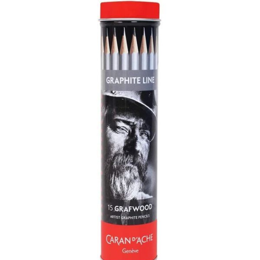 Dessin & Arts Graphiques Creastore Crayons Graphites | Set Metal De 15 Graphites Grafwood - Caran D'Ache