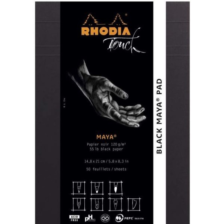 Papiers Creastore Blocs A Croquis | Rhodia Touch - Bloc Papier Maya Noir