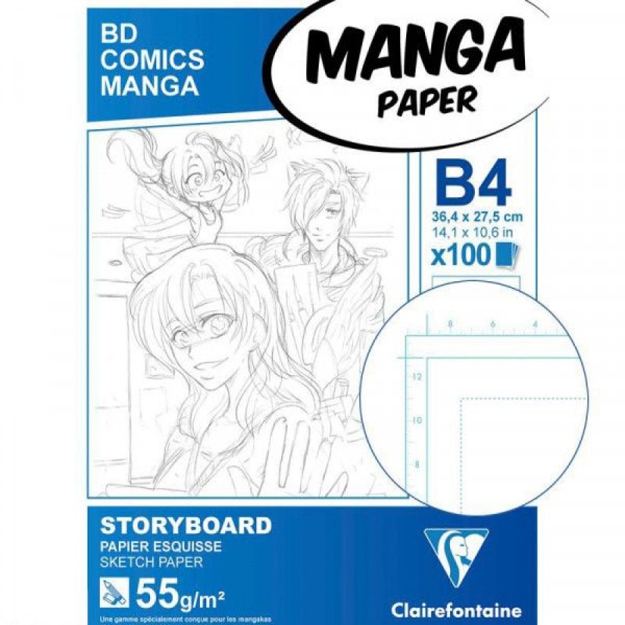 Papiers Creastore Papiers Dessin | Planches Esquisse Manga & Bd Avec Reperes - 55Gr/M - Clairefontaine