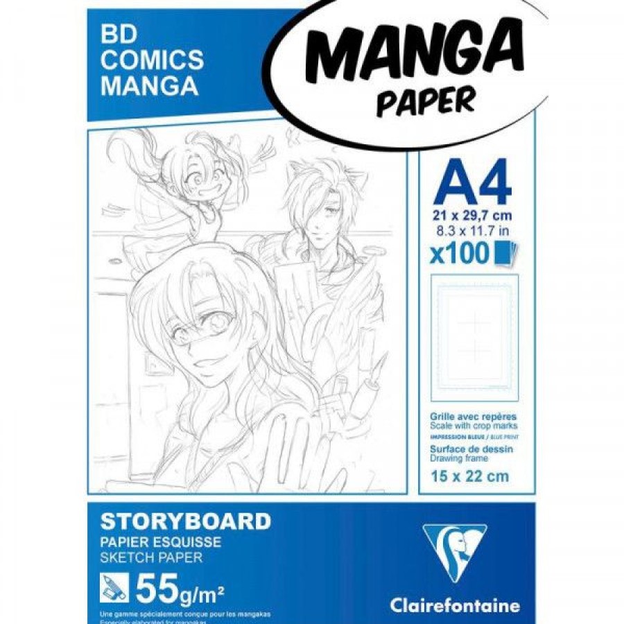 Papiers Creastore Papiers Dessin | Planches Esquisse Manga & Bd Avec Reperes - 55Gr/M - Clairefontaine