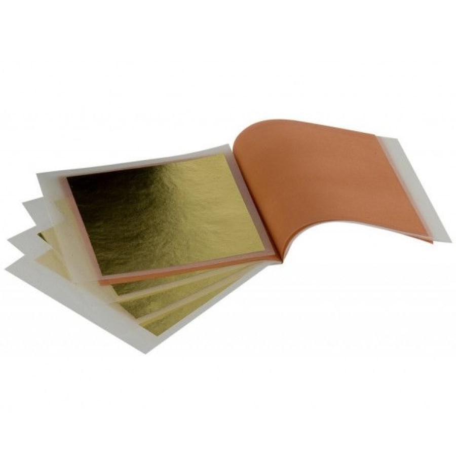 Loisirs Creatifs Creastore Dorure | Feuilles D'Or Demi-Jaune Vif - Colle - 80X80Mm