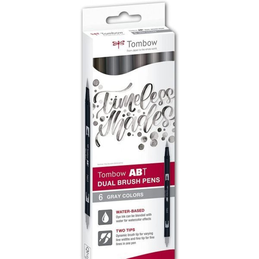 Dessin & Arts Graphiques Creastore Feutres | Set De 6 Feutres Double Pointe Abt - Gris - Tombow