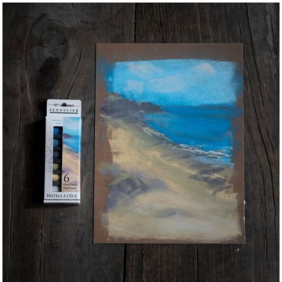 Dessin & Arts Graphiques Creastore Pastels Secs Craies | Etui 6 Demi Pastels A L'Ecu - Bord De Mer - Sennelier