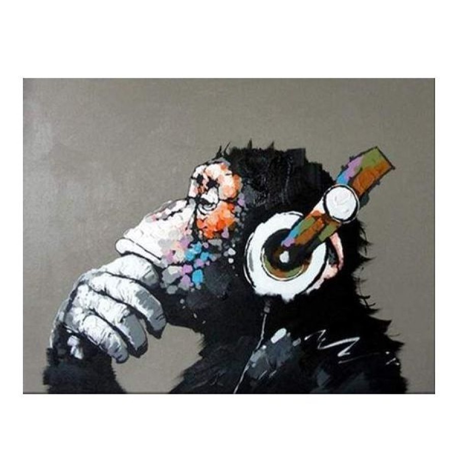 Peintures Creastore | Peinture Par Numeros - Singe Casque Audio - Figured'Art