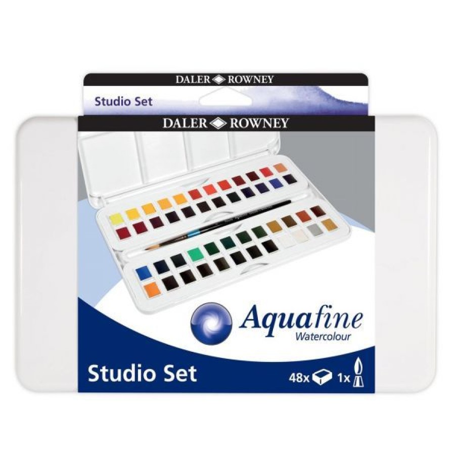 Peintures Creastore Peinture Aquarelle Fine | Set D'Aquarelle Aquafine 48 Demi-Godets - Daler-Rowney