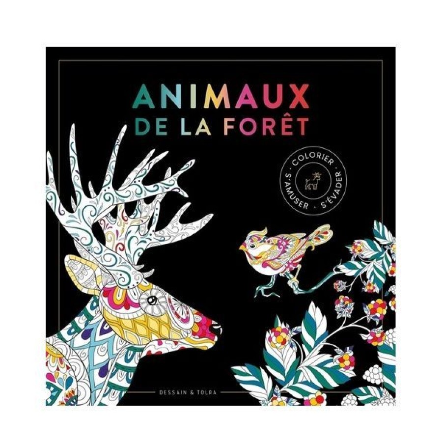 Loisirs Creatifs Creastore Livres Coloriage & Mandala | Black Coloriage - Animaux De La Foret - Livre