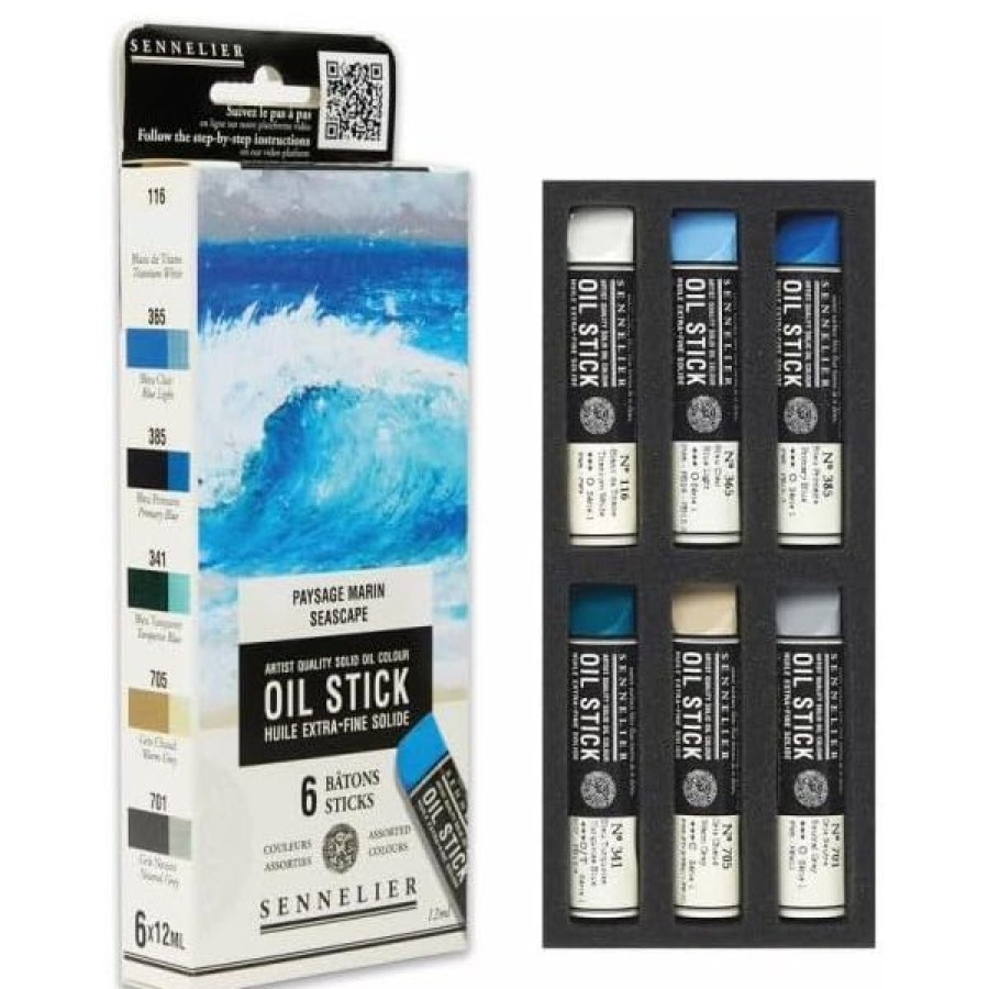 Peintures Creastore Peinture A L'Huile Extra&Fine | Etui 6 Mini Oil Stick - Paysage Marin - Sennelier