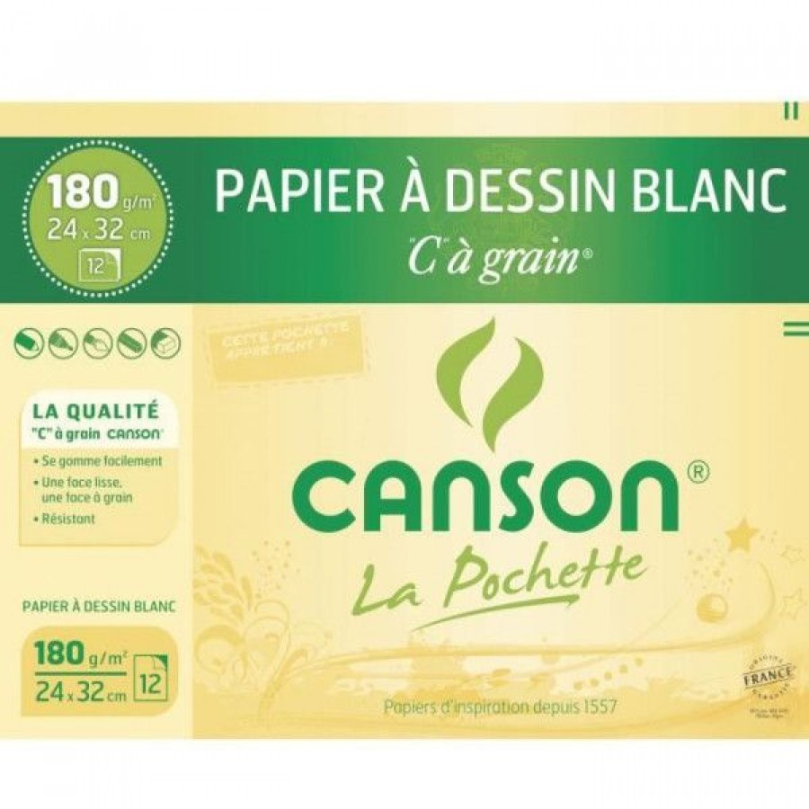 Papiers Creastore Papiers Dessin | Pochette Papier - C A Grain - 180Gr/M - Canson