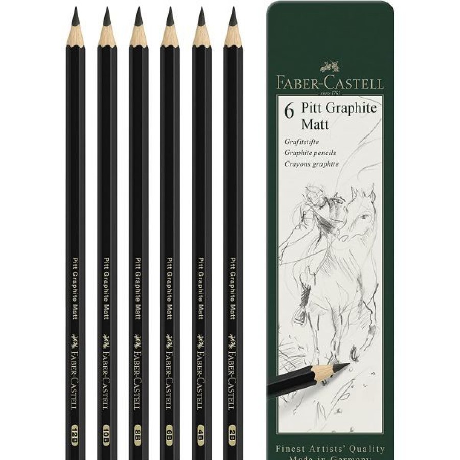 Dessin & Arts Graphiques Creastore Crayons Graphites | Set De 6 Crayons Pitt Graphite Matt - Faber-Castell