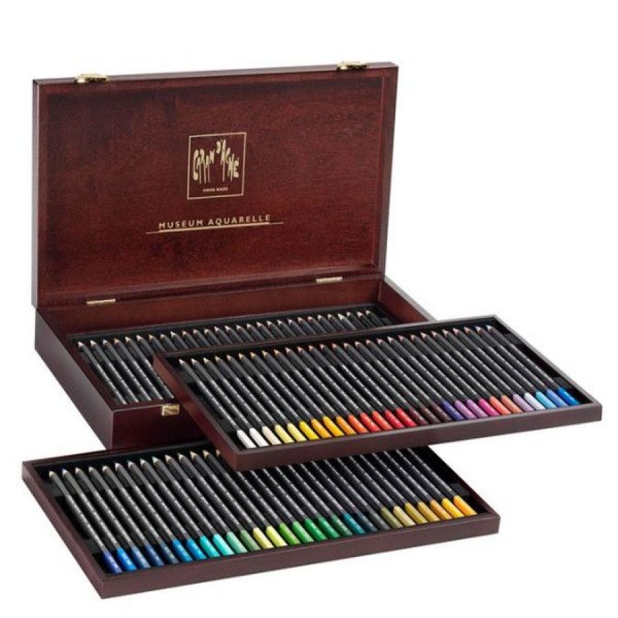 Dessin & Arts Graphiques Creastore Crayons Aquarellables | Coffret Bois 80 Crayons Museum - Caran D'Ache