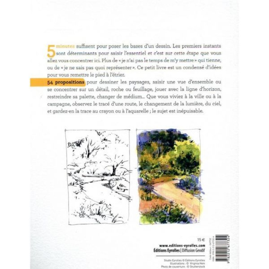 Dessin & Arts Graphiques Creastore Livres Dessin | 5 Minutes Pour Dessiner... Les Paysages - Livre