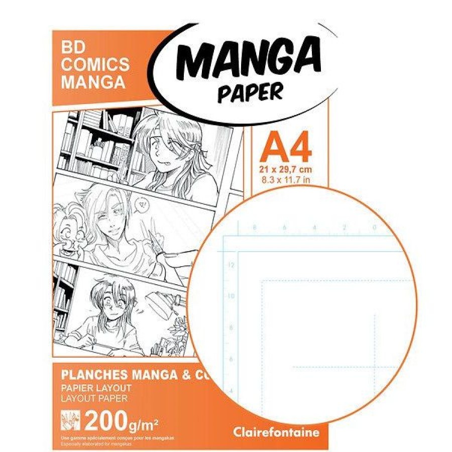 Papiers Creastore Papiers Dessin | Planches Manga & Bd Avec Reperes - 200Gr/M - Clairefontaine