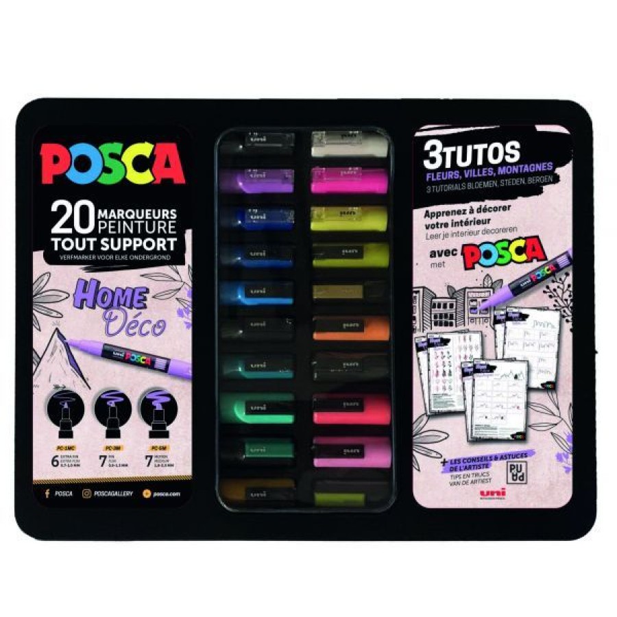 Dessin & Arts Graphiques Creastore Feutres | Mallette Metal De 20 Marqueurs Posca - Home Deco