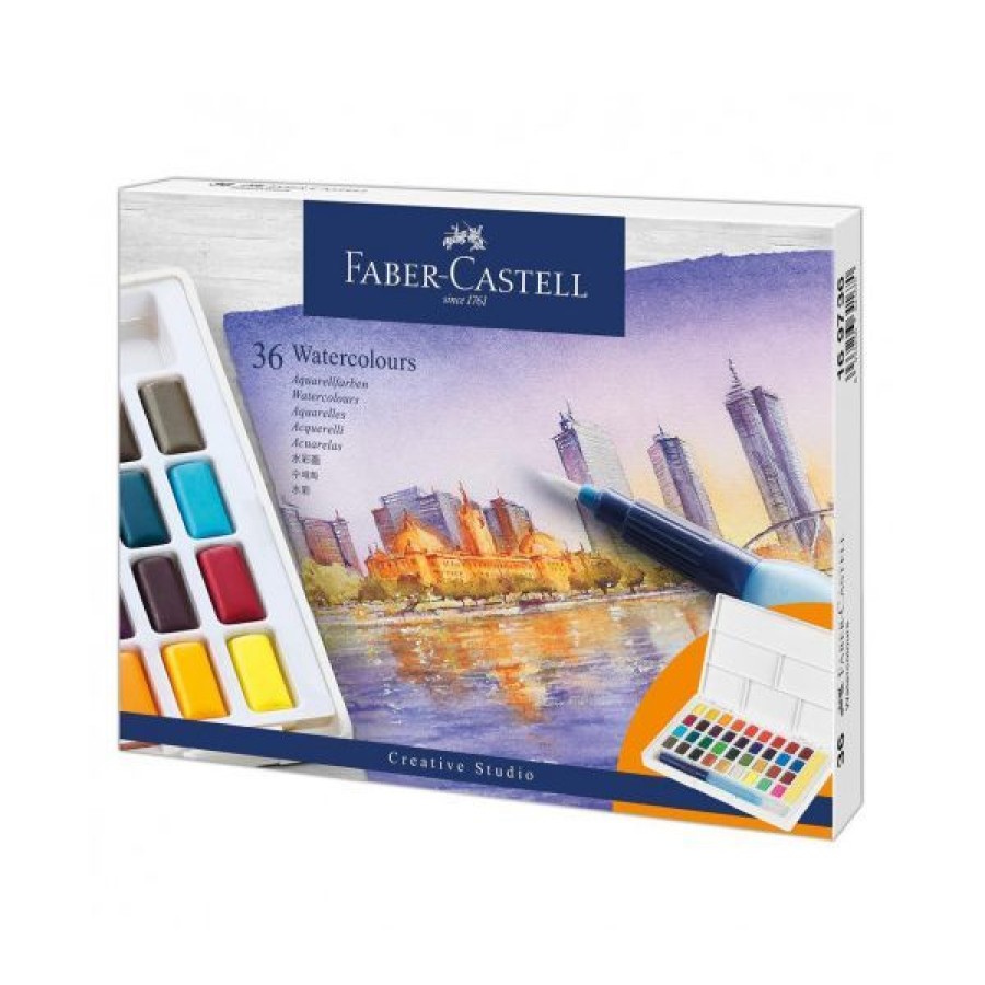 Peintures Creastore Peinture Aquarelle Fine | Boite De 36 Demi-Godets D'Aquarelle Faber-Castell