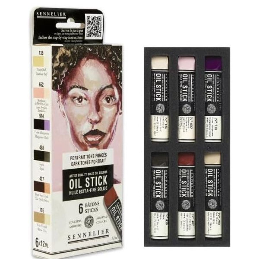 Peintures Creastore Peinture A L'Huile Extra&Fine | Etui 6 Mini Oil Stick - Portrait Tons Fonces - Sennelier