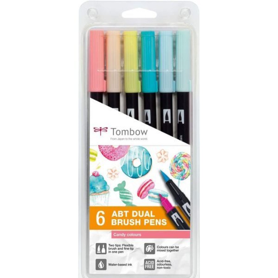 Dessin & Arts Graphiques Creastore Feutres | Set De 6 Feutres Double Pointe Abt - Candy - Tombow