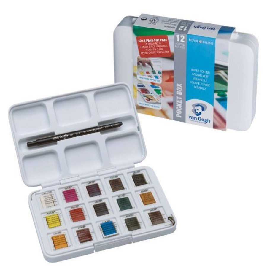 Peintures Creastore Peinture Aquarelle Fine | Set Aquarelle De Poche Van Gogh - 12 Demi-Godets + 3 Offerts !