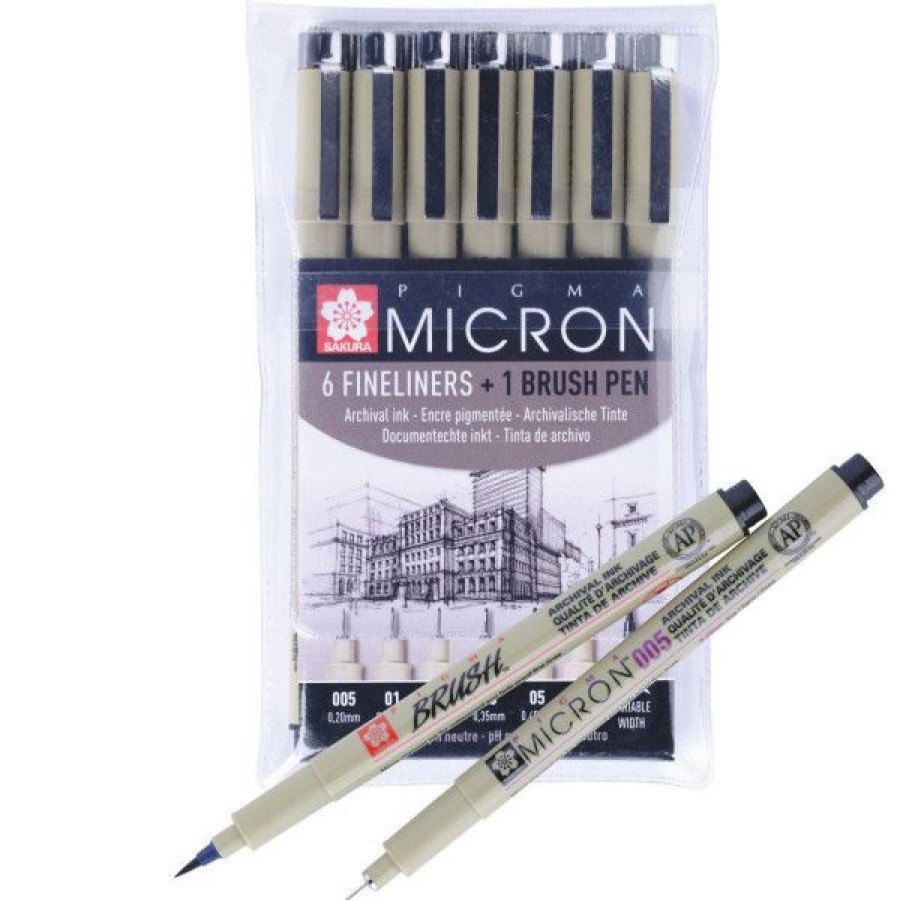 Dessin & Arts Graphiques Creastore Feutres | Set De 6 Feutres Pigma Micron + Pigma Brush Offert