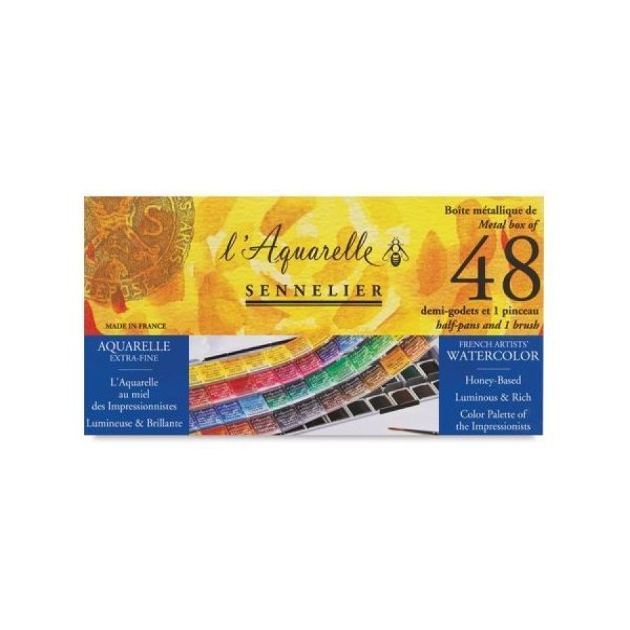 Peintures Creastore Peinture Aquarelle Extra&Fine | Boite Aquarelle Extra Fine Sennelier - 48 Demi-Godets - Aquarelle Au Miel