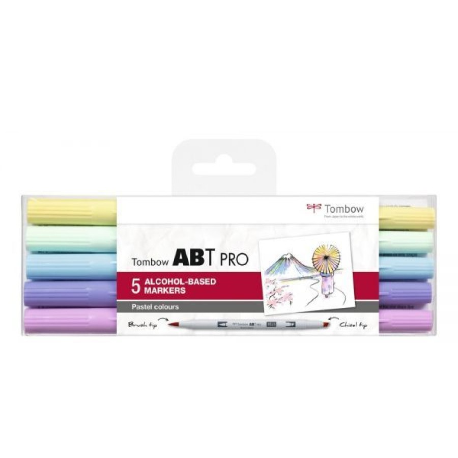 Dessin & Arts Graphiques Creastore Feutres A Alcool | Set 5 Feutres A Alcool Abt Pro - Couleurs Pastels - Tombow