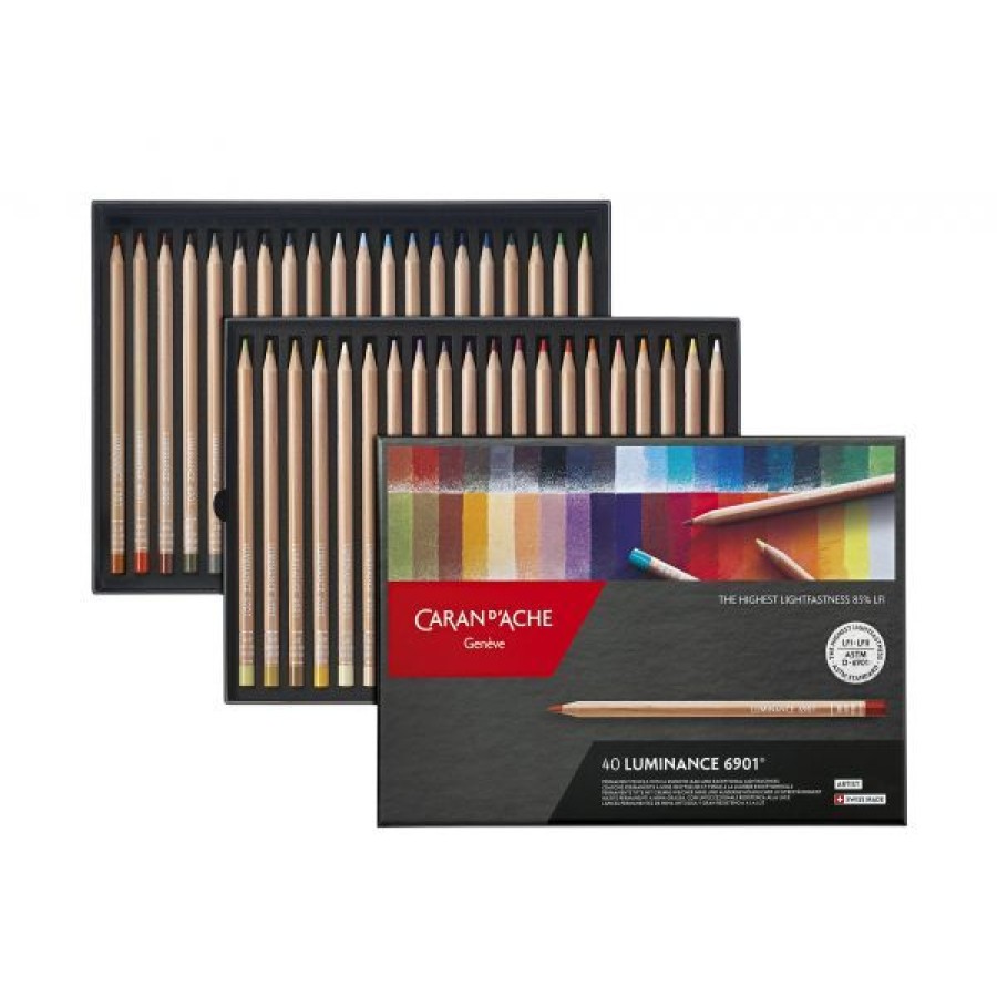 Dessin & Arts Graphiques Creastore Crayons De Couleurs | Boite De 40 Crayons Luminance 6901 - Caran D'Ache