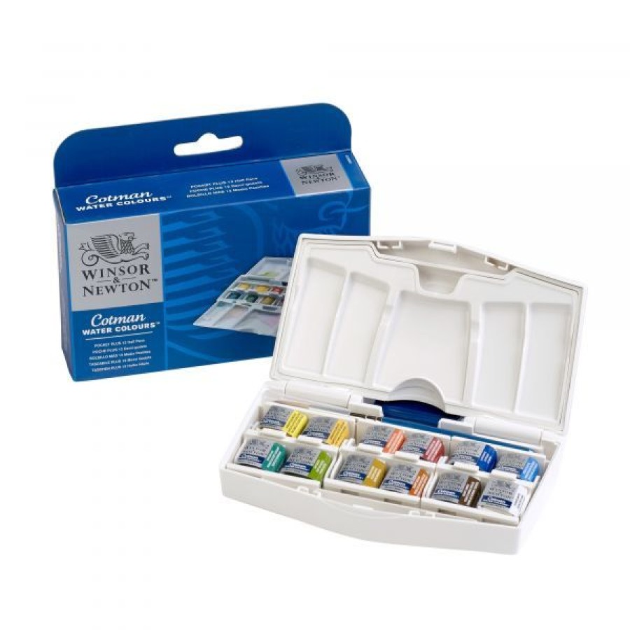 Peintures Creastore Peinture Aquarelle Fine | Boite Aquarelle Cotman - Pocket Plus 12 Demi-Godets