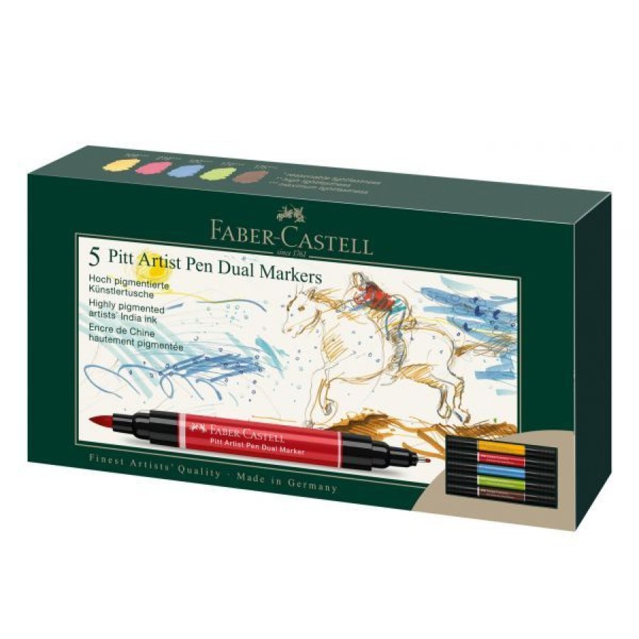 Dessin & Arts Graphiques Creastore Feutres | Set 5 Feutres Pitt Artist Dual Marker - Double-Pointe - Faber-Castell