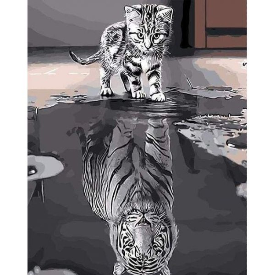 Peintures Creastore | Peinture Par Numeros - Chaton Reflet Tigre - Figured'Art